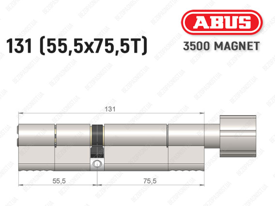 Циліндр ABUS BRAVUS MAGNET 3500 MX, з тумблером, 130 мм (55х75T)