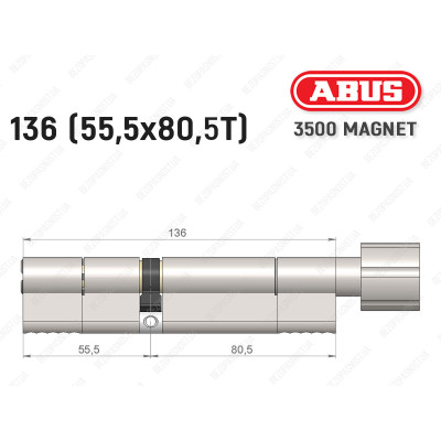 Циліндр ABUS BRAVUS MAGNET 3500 MX, з тумблером, 135 мм (55х80T)