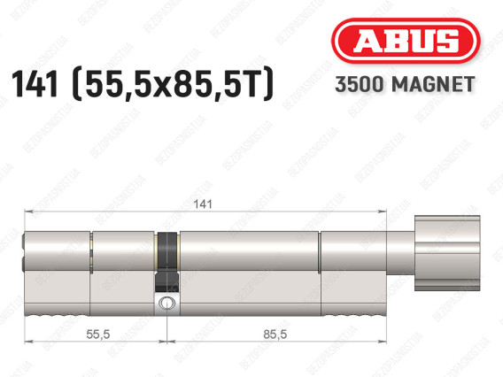 Циліндр ABUS BRAVUS MAGNET 3500 MX, з тумблером, 140 мм (55х85T)