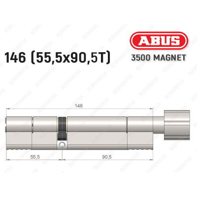 Циліндр ABUS BRAVUS MAGNET 3500 MX, з тумблером, 145 мм (55х90T)