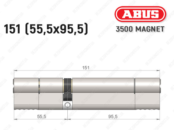 Циліндр ABUS BRAVUS MAGNET 3500 MX, ключ-ключ, 150 мм (55х95)