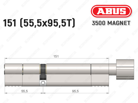 Цилиндр ABUS BRAVUS MAGNET 3500 MX, с тумблером, 150 мм (55х95T)