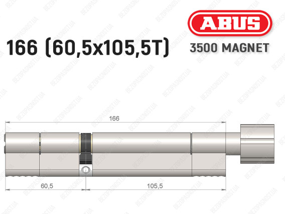 Циліндр ABUS BRAVUS MAGNET 3500 MX, з тумблером, 165 мм (60х105T)
