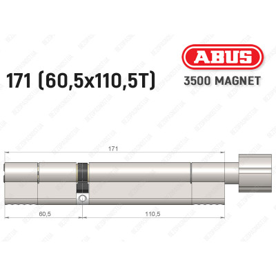 Цилиндр ABUS BRAVUS MAGNET 3500 MX, с тумблером, 170 мм (60х110T)
