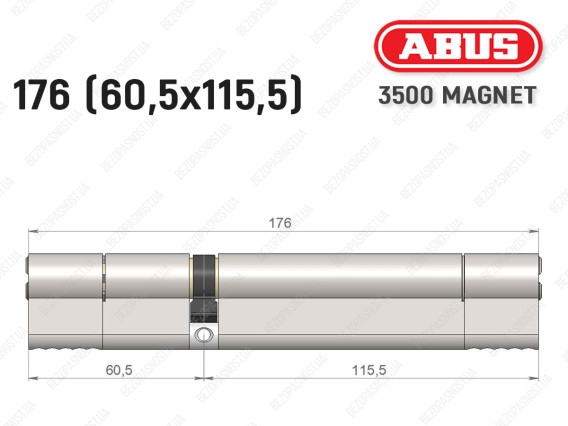 Циліндр ABUS BRAVUS MAGNET 3500 MX, ключ-ключ, 175 мм (60х115)