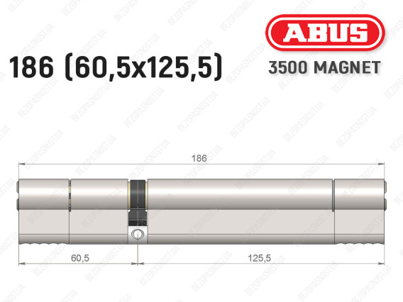 Циліндр ABUS BRAVUS MAGNET 3500 MX, ключ-ключ, 185 мм (60х125)