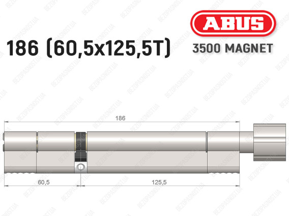 Цилиндр ABUS BRAVUS MAGNET 3500 MX, с тумблером, 185 мм (60х125T)