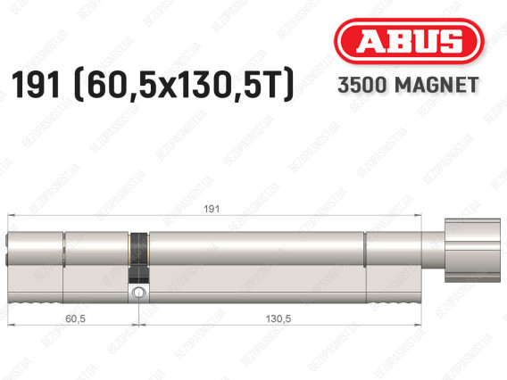Циліндр ABUS BRAVUS MAGNET 3500 MX, з тумблером, 190 мм (60х130T)