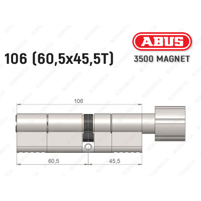 Циліндр ABUS BRAVUS MAGNET 3500 MX, з тумблером, 105 мм (60х45T)