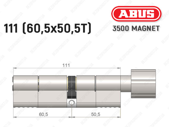 Цилиндр ABUS BRAVUS MAGNET 3500 MX, с тумблером, 110 мм (60х50T)