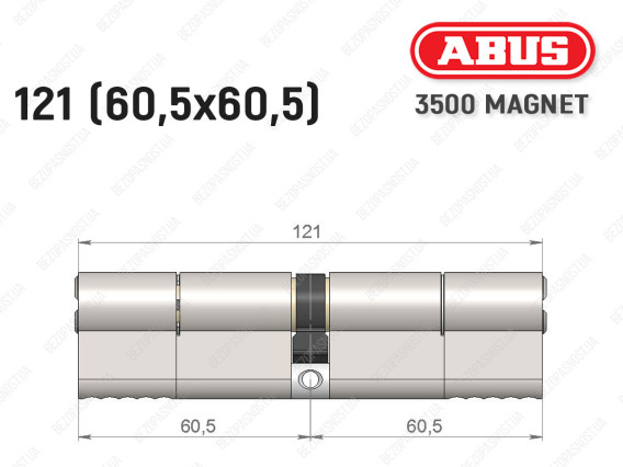 Циліндр ABUS BRAVUS MAGNET 3500 MX, ключ-ключ, 120 мм (60х60)