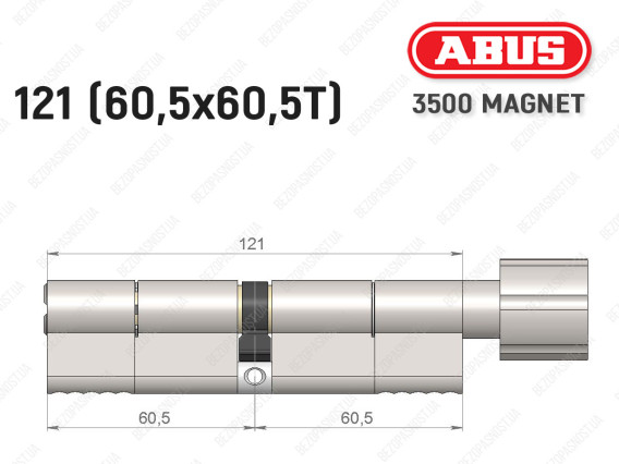 Циліндр ABUS BRAVUS MAGNET 3500 MX, з тумблером, 120 мм (60х60T)