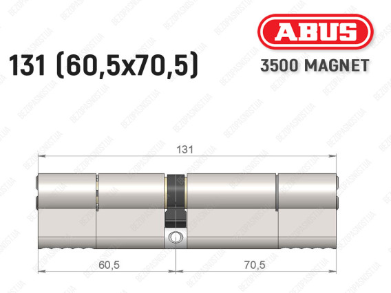 Цилиндр ABUS BRAVUS MAGNET 3500 MX, ключ-ключ, 130 мм (60х70)