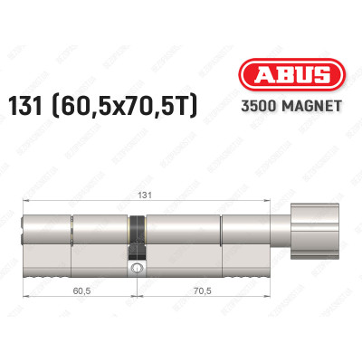 Циліндр ABUS BRAVUS MAGNET 3500 MX, з тумблером, 130 мм (60х70T)
