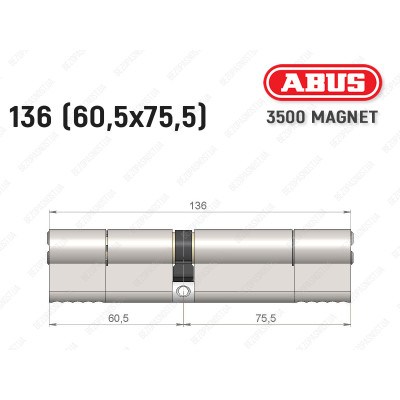 Циліндр ABUS BRAVUS MAGNET 3500 MX, ключ-ключ, 135 мм (60х75)