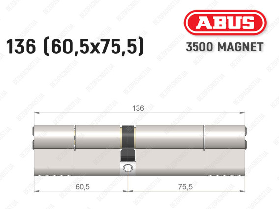 Циліндр ABUS BRAVUS MAGNET 3500 MX, ключ-ключ, 135 мм (60х75)