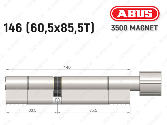 Цилиндр ABUS BRAVUS MAGNET 3500 MX, с тумблером, 145 мм (60х85T)