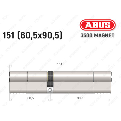 Циліндр ABUS BRAVUS MAGNET 3500 MX, ключ-ключ, 150 мм (60х90)