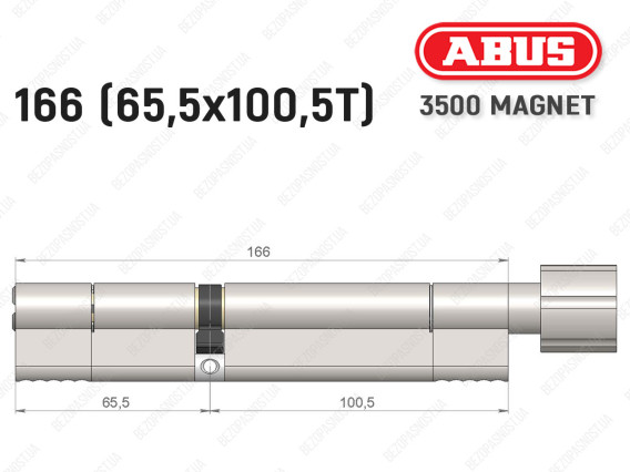 Циліндр ABUS BRAVUS MAGNET 3500 MX, з тумблером, 165 мм (65х100T)