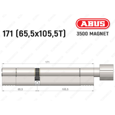 Цилиндр ABUS BRAVUS MAGNET 3500 MX, с тумблером, 170 мм (65х105T)