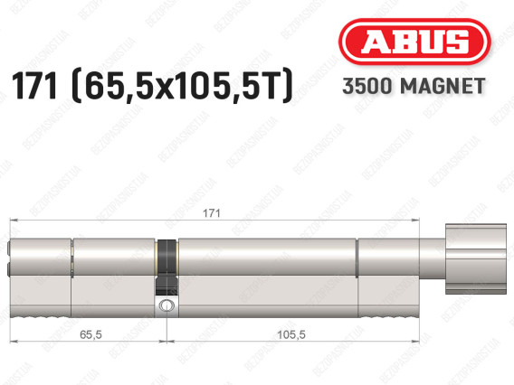 Цилиндр ABUS BRAVUS MAGNET 3500 MX, с тумблером, 170 мм (65х105T)