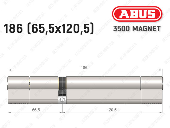 Цилиндр ABUS BRAVUS MAGNET 3500 MX, ключ-ключ, 185 мм (65х120)