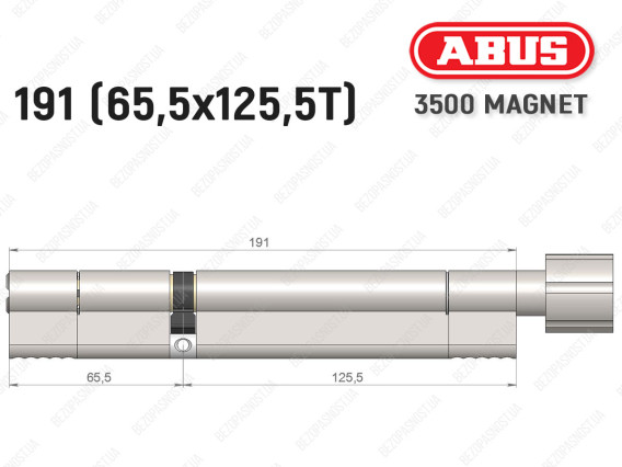 Циліндр ABUS BRAVUS MAGNET 3500 MX, з тумблером, 190 мм (65х125T)