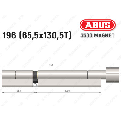 Циліндр ABUS BRAVUS MAGNET 3500 MX, з тумблером, 195 мм (65х130T)