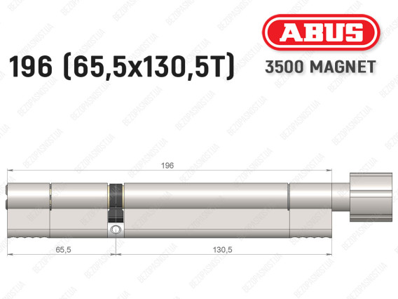 Цилиндр ABUS BRAVUS MAGNET 3500 MX, с тумблером, 195 мм (65х130T)