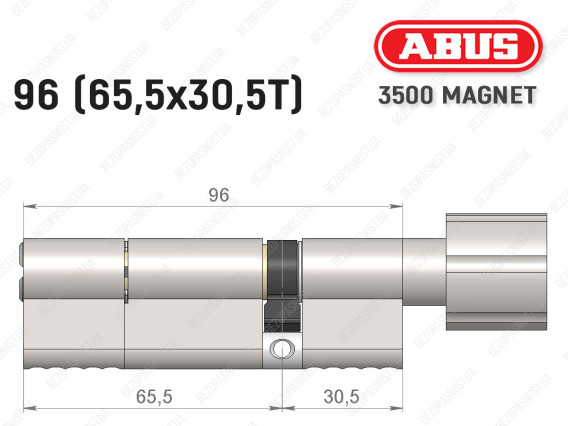 Цилиндр ABUS BRAVUS MAGNET 3500 MX, с тумблером, 95 мм (65х30T)