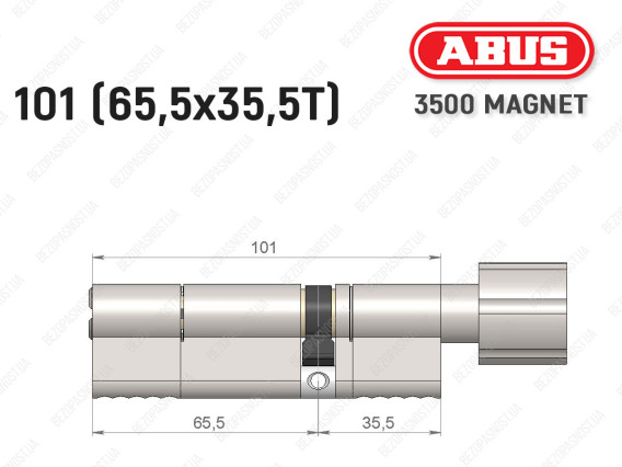 Циліндр ABUS BRAVUS MAGNET 3500 MX, з тумблером, 100 мм (65х35T)