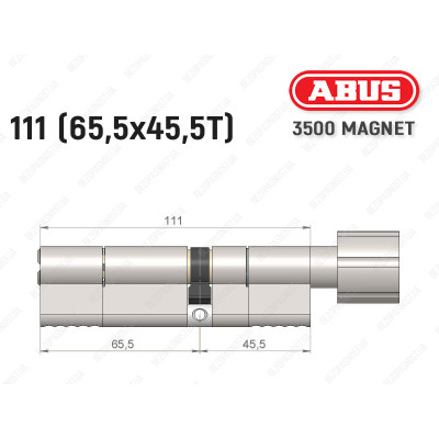 Циліндр ABUS BRAVUS MAGNET 3500 MX, з тумблером, 110 мм (65х45T)