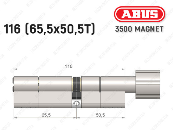Циліндр ABUS BRAVUS MAGNET 3500 MX, з тумблером, 115 мм (65х50T)