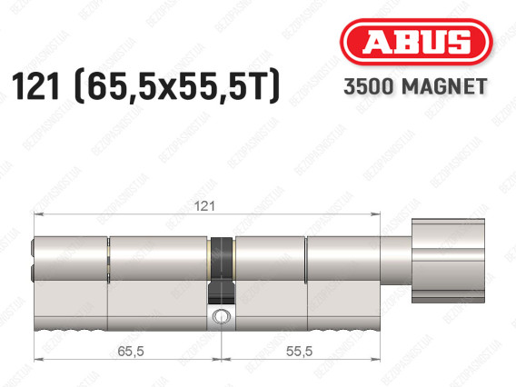 Циліндр ABUS BRAVUS MAGNET 3500 MX, з тумблером, 120 мм (65х55T)