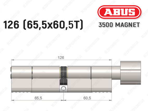 Циліндр ABUS BRAVUS MAGNET 3500 MX, з тумблером, 125 мм (65х60T)