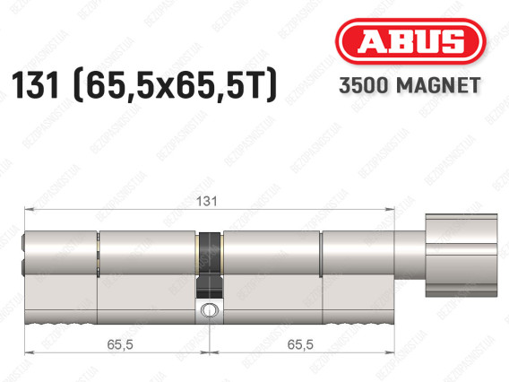 Циліндр ABUS BRAVUS MAGNET 3500 MX, з тумблером, 130 мм (65х65T)