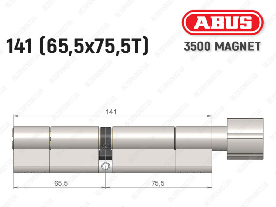 Цилиндр ABUS BRAVUS MAGNET 3500 MX, с тумблером, 140 мм (65х75T)