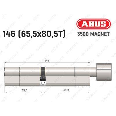Циліндр ABUS BRAVUS MAGNET 3500 MX, з тумблером, 145 мм (65х80T)