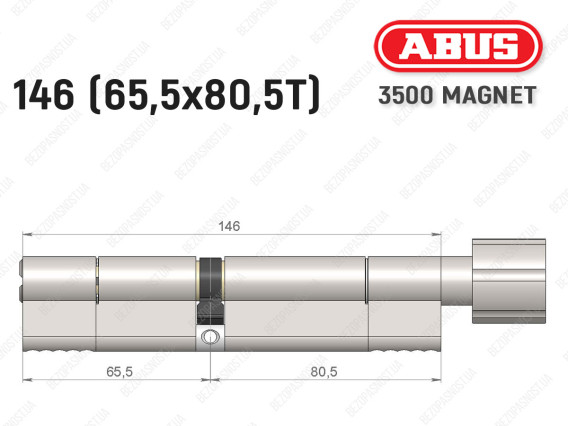 Цилиндр ABUS BRAVUS MAGNET 3500 MX, с тумблером, 145 мм (65х80T)