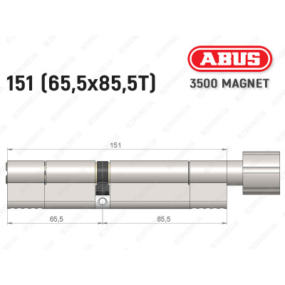 Циліндр ABUS BRAVUS MAGNET 3500 MX, з тумблером, 150 мм (65х85T)