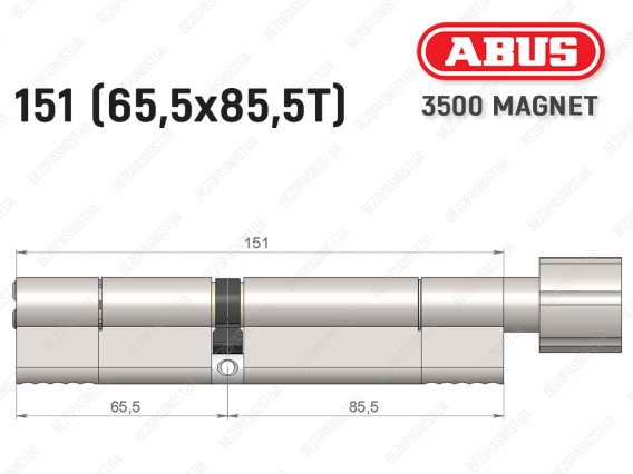 Цилиндр ABUS BRAVUS MAGNET 3500 MX, с тумблером, 150 мм (65х85T)