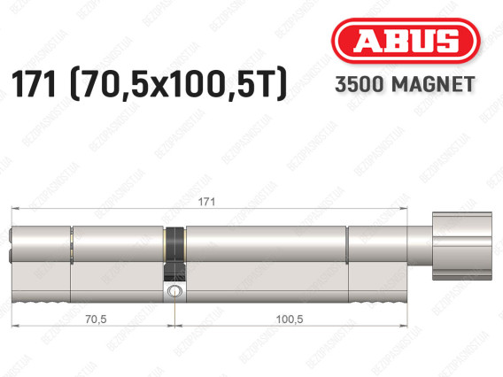 Циліндр ABUS BRAVUS MAGNET 3500 MX, з тумблером, 170 мм (70х100T)
