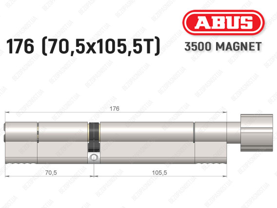 Циліндр ABUS BRAVUS MAGNET 3500 MX, з тумблером, 175 мм (70х105T)