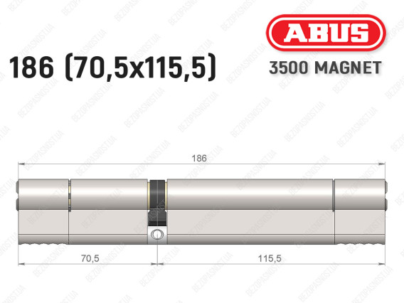 Цилиндр ABUS BRAVUS MAGNET 3500 MX, ключ-ключ, 185 мм (70х115)