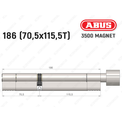 Циліндр ABUS BRAVUS MAGNET 3500 MX, з тумблером, 185 мм (70х115T)