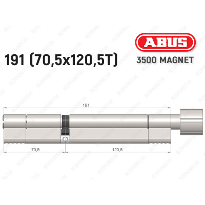 Циліндр ABUS BRAVUS MAGNET 3500 MX, з тумблером, 190 мм (70х120T)