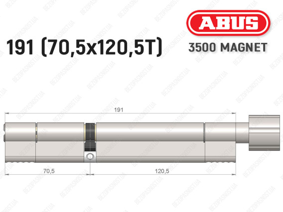 Циліндр ABUS BRAVUS MAGNET 3500 MX, з тумблером, 190 мм (70х120T)