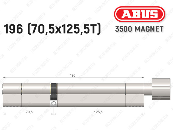 Цилиндр ABUS BRAVUS MAGNET 3500 MX, с тумблером, 195 мм (70х125T)