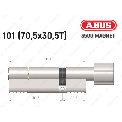 Циліндр ABUS BRAVUS MAGNET 3500 MX, з тумблером, 100 мм (70х30T)