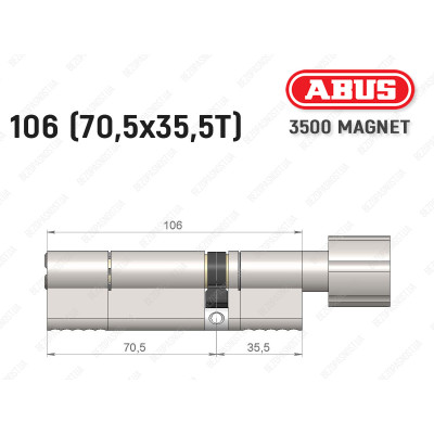 Циліндр ABUS BRAVUS MAGNET 3500 MX, з тумблером, 105 мм (70х35T)